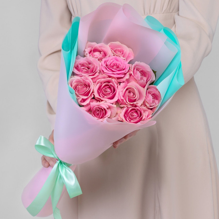 11 Розовых Роз (50 см.)