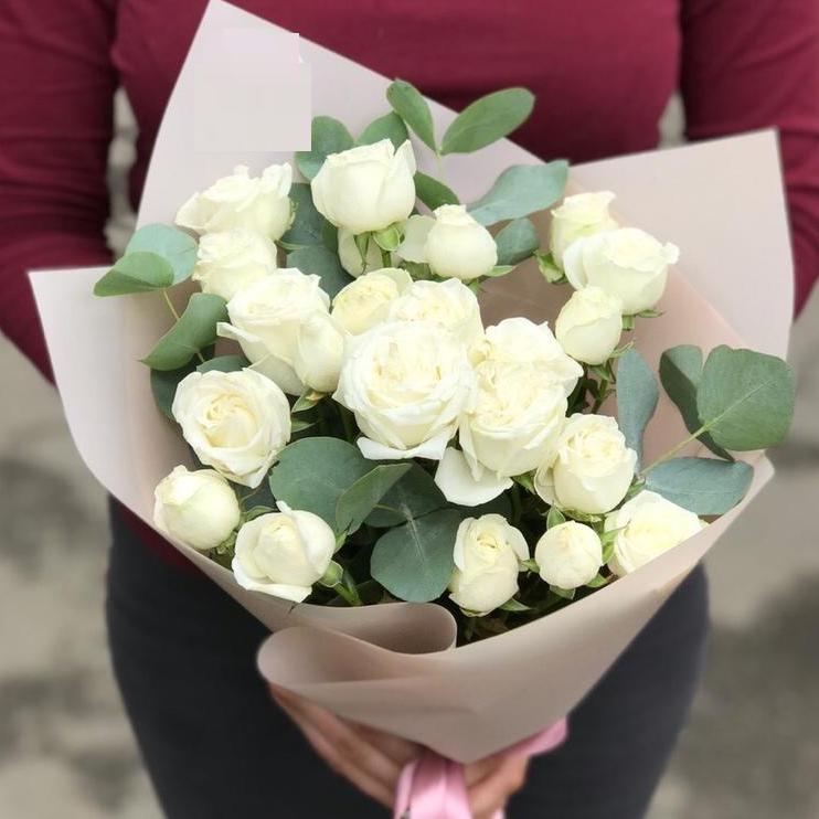 5 Кустовых Пионовидных Белых Роз (60 см.)